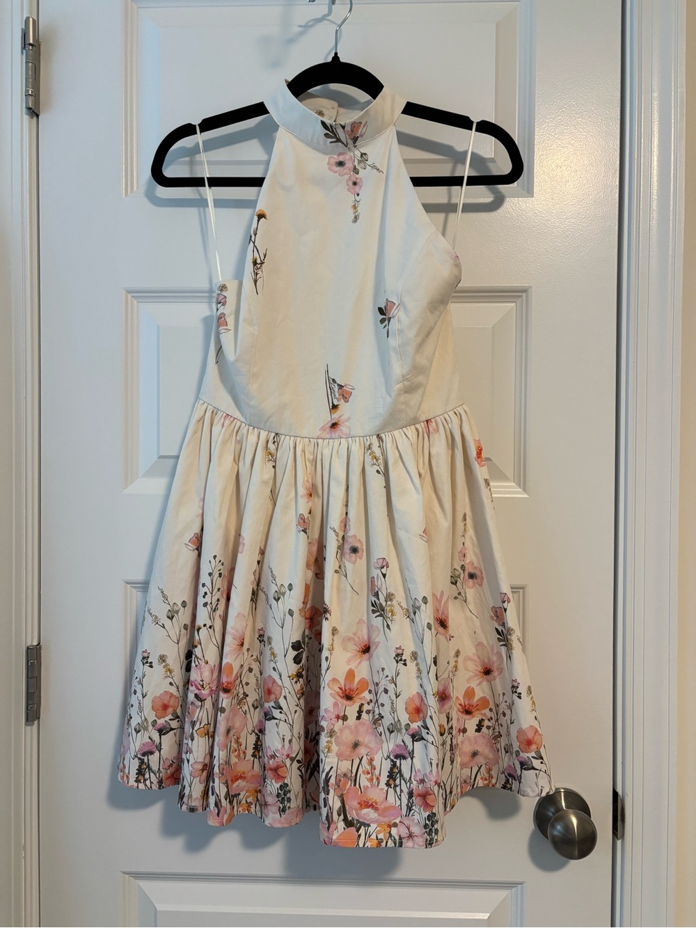Altar'd State Size S Cream Floral Halter Mini Dress
